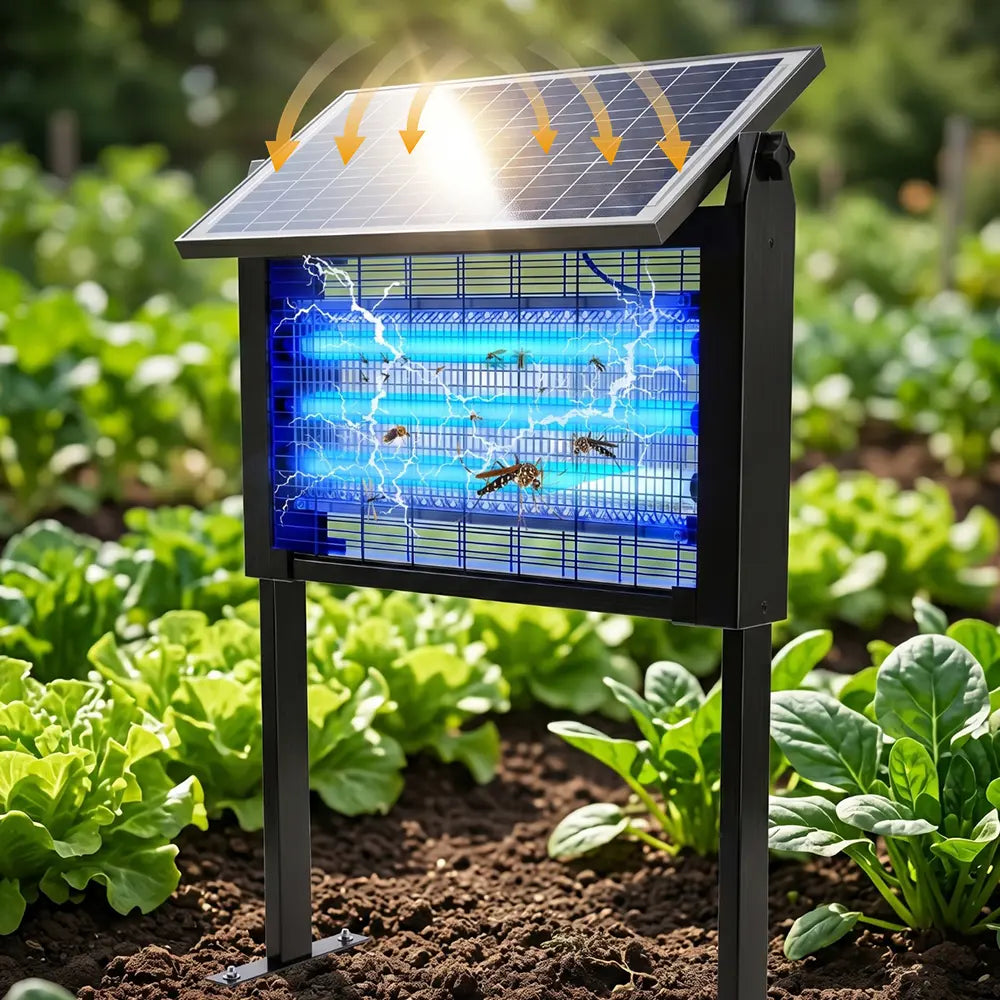 【Summervibes】Solar Mosquito Killer Lamp Outdoor – 20W High-Power Waterproof Insect Zapper with 3 Tubes, Dual Charging, 6000Mah Battery for Garden, Yard, Farm, Patio Outdoorfun
