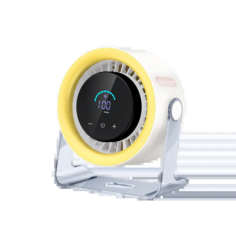 Coolhill Turbo Desktop Fan - Rechargeable, Low Noise, 100-Speed Digital Display with Dual Adjustment Modes for Office and Travel Use