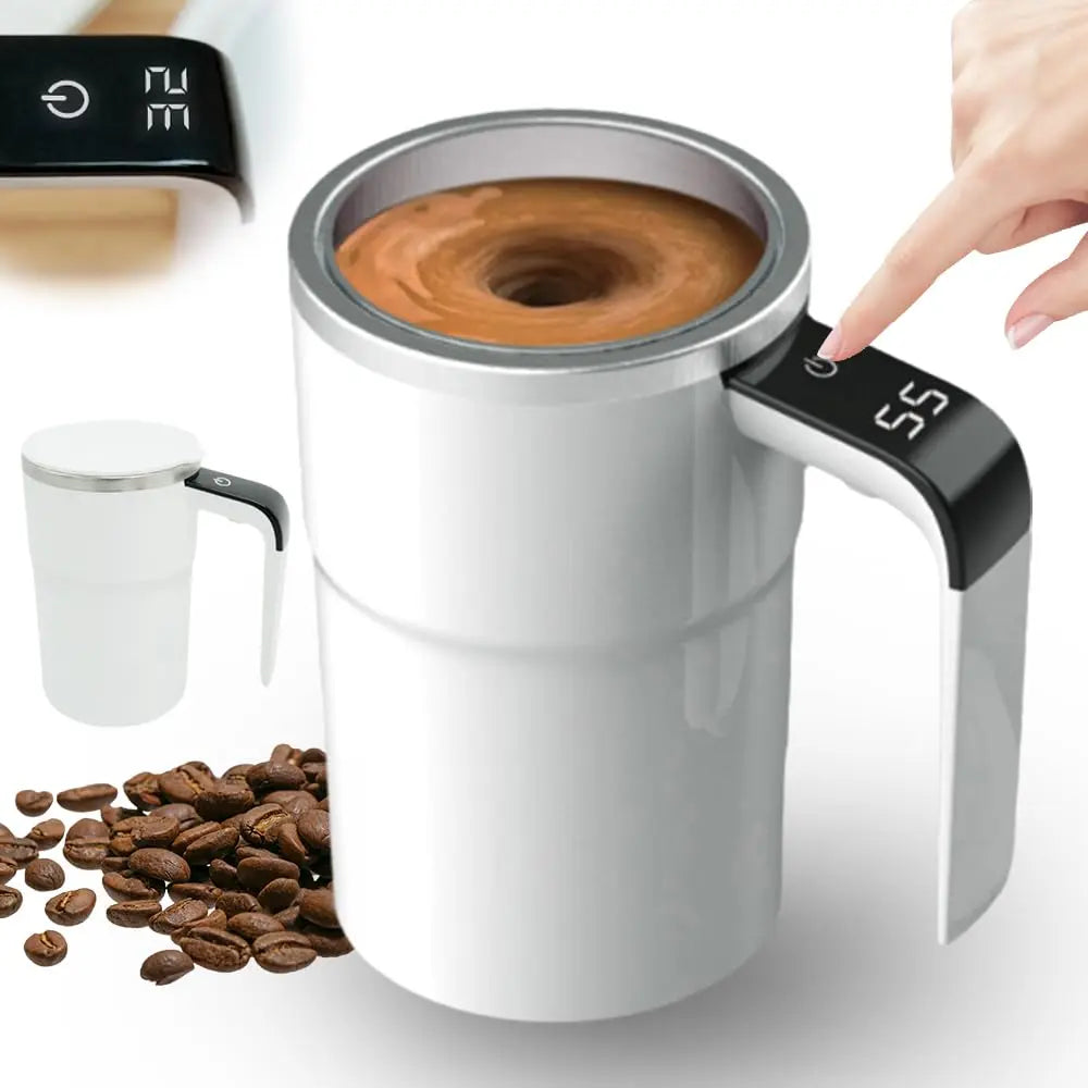 Electric Self-Stirring Coffee Mug Magnetic Stirring Cup Rechargeable Automatic Mixing Cup W/Lcd Thermometer for Milk/Cocoa at Office/Kitchen/Travel