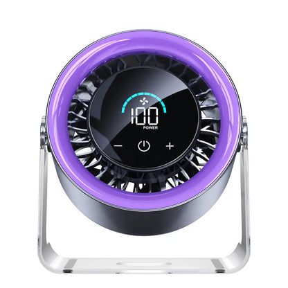 Coolhill Turbo Desktop Fan - Rechargeable, Low Noise, 100-Speed Digital Display with Dual Adjustment Modes for Office and Travel Use