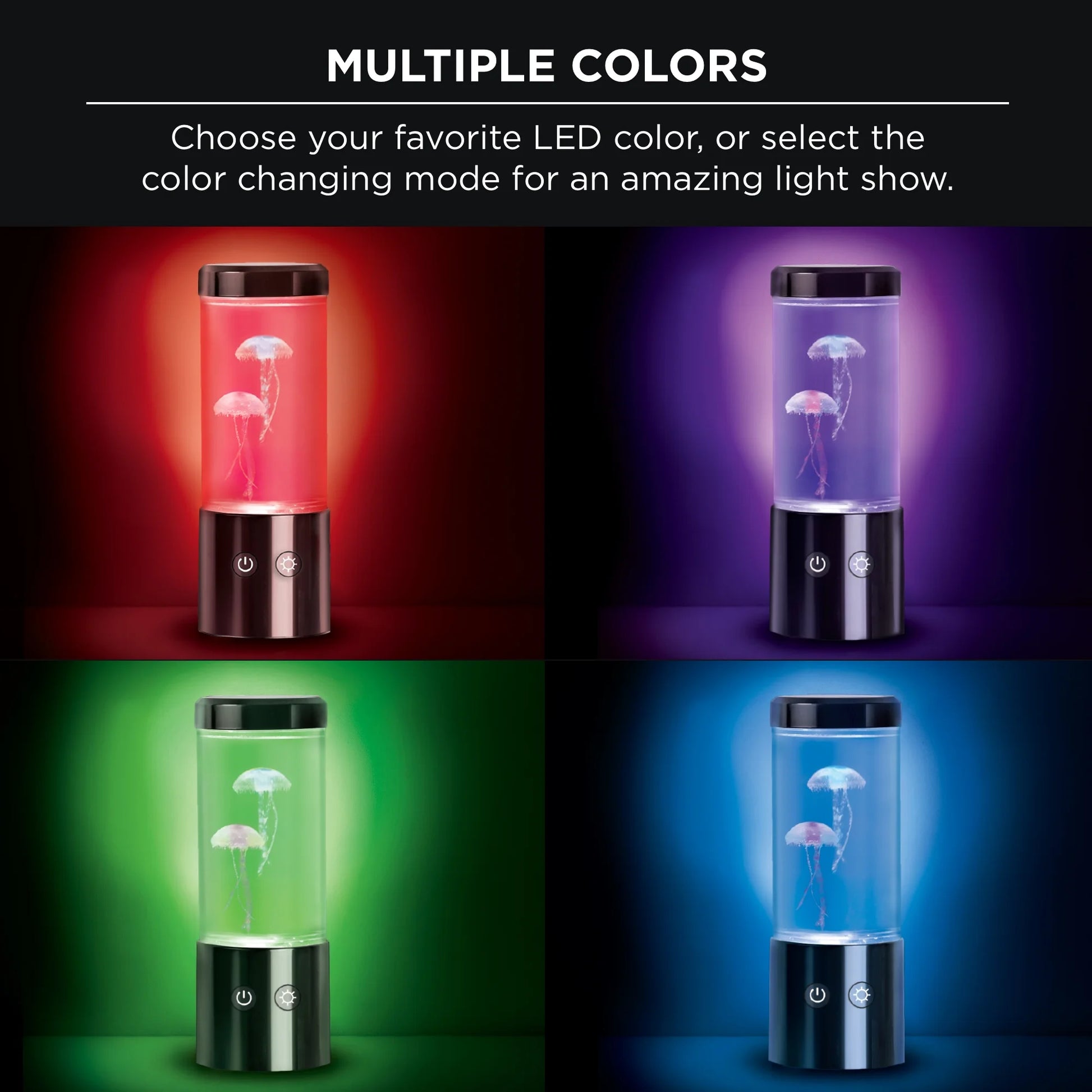 Jellyfish Motion Night Light Lamp with Multicolor LEDs - USB Powered, 9-Inch with Easy Mode Switching