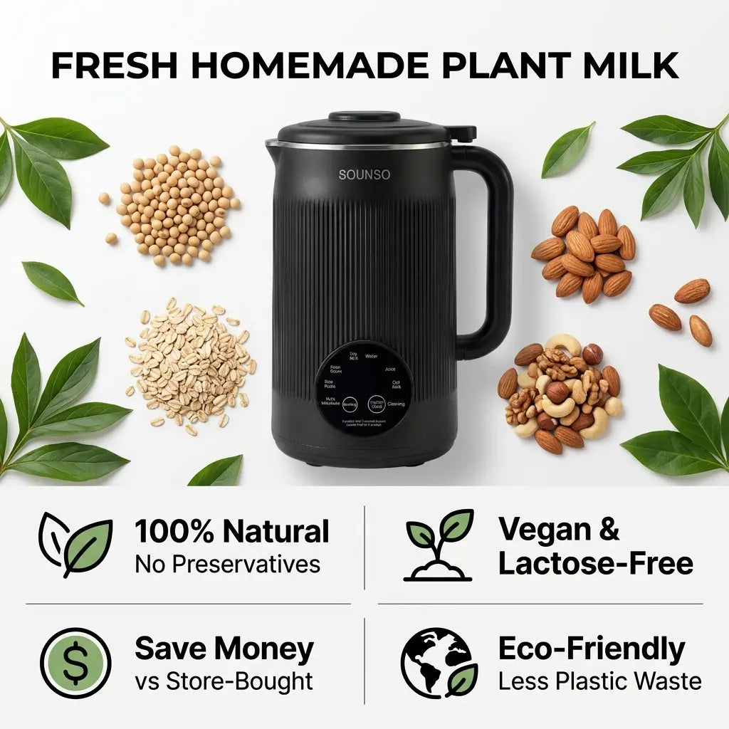 8-In-1 Plant Milk Maker, 40Oz Large Capacity Nut Milk Maker for Homemade Soy Milk, Oat Milk, Almond Milk, Smoothies, Baby Food, Keep Warm and Self-Cleaning, Bpa-Free for Everyday Family Kitchen Use