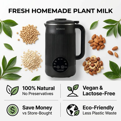 8-In-1 Plant Milk Maker, 40Oz Large Capacity Nut Milk Maker for Homemade Soy Milk, Oat Milk, Almond Milk, Smoothies, Baby Food, Keep Warm and Self-Cleaning, Bpa-Free for Everyday Family Kitchen Use