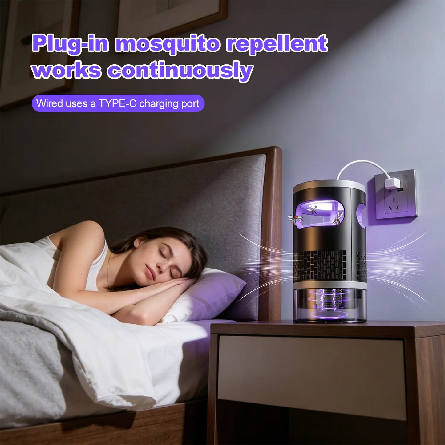 2026 Upgraded Indoor Plug-In Bug Zapper – UV Light & Suction Flying Insect Trap, Ultra-Quiet Design ，Electric Mosquito Killer, Fly Trap & Gnat Catcher for Bedroom, Kitchen, Indoor Plants & Home