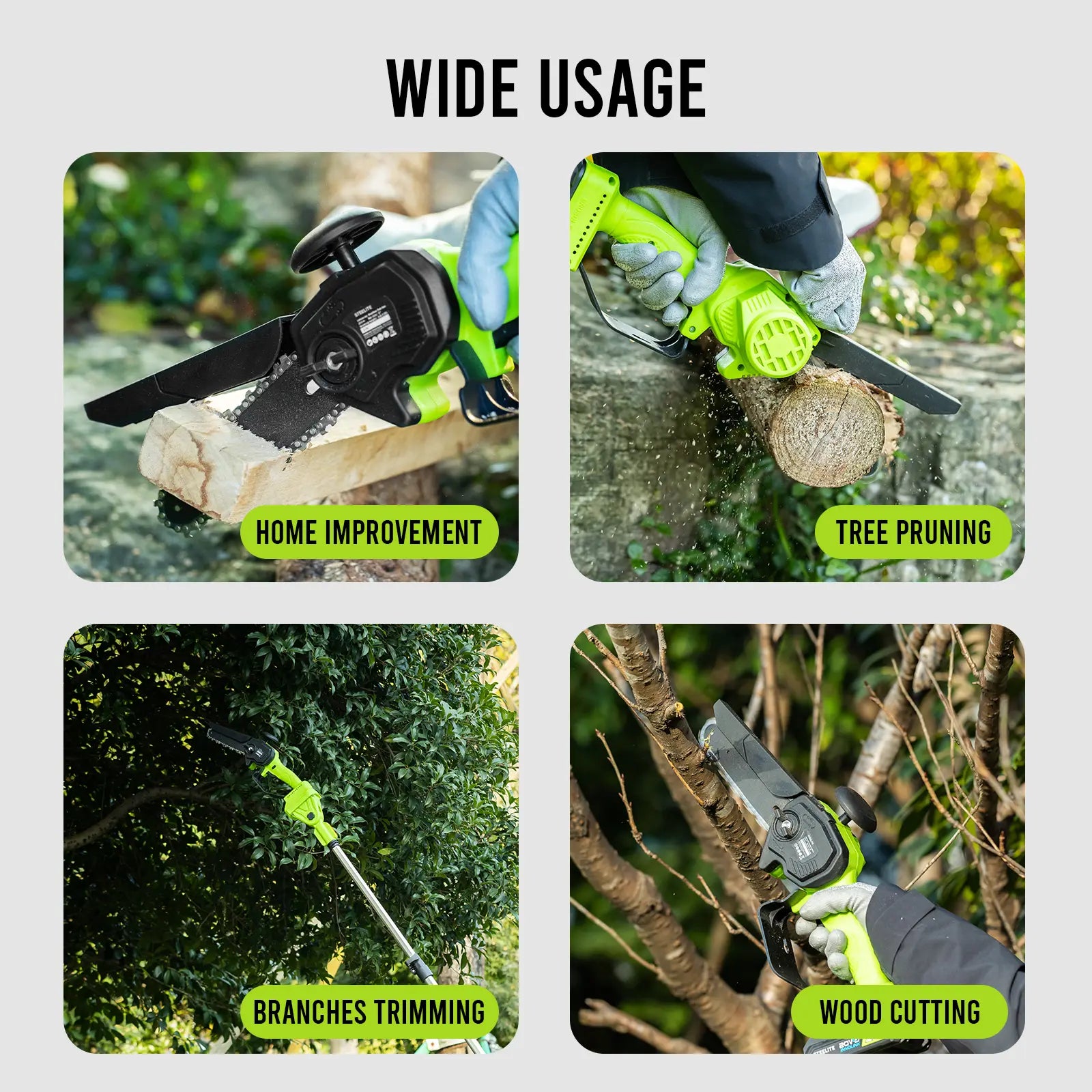 STEELITE 2-In-1 Electric Pole Saw & Chain Saw, Lightweight Cordless 6 Inch Brushless 21V with Battery & Extension Pole for Tree Trimming, Great Gift for Men Dad Husband