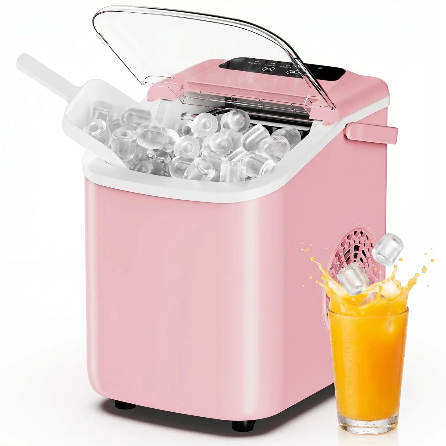 Ice Makers Countertop with Handle, Portable Ice Machine, 9 Bullet Ice Cubes in 6 Mins, 26Lbs in 24Hrs, Auto-Cleaning, with Basket and Scoop, for Home, Kitchen, RV, Camping