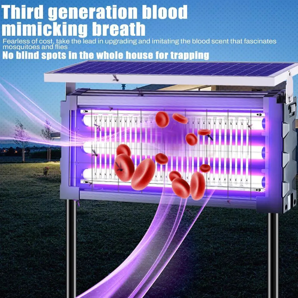 【Summervibes】Solar Mosquito Killer Lamp Outdoor – 20W High-Power Waterproof Insect Zapper with 3 Tubes, Dual Charging, 6000Mah Battery for Garden, Yard, Farm, Patio Outdoorfun