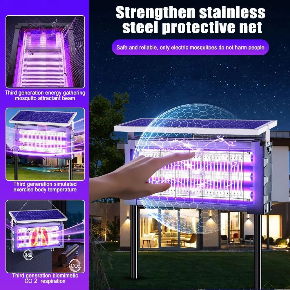 【Summervibes】Solar Mosquito Killer Lamp Outdoor – 20W High-Power Waterproof Insect Zapper with 3 Tubes, Dual Charging, 6000Mah Battery for Garden, Yard, Farm, Patio Outdoorfun