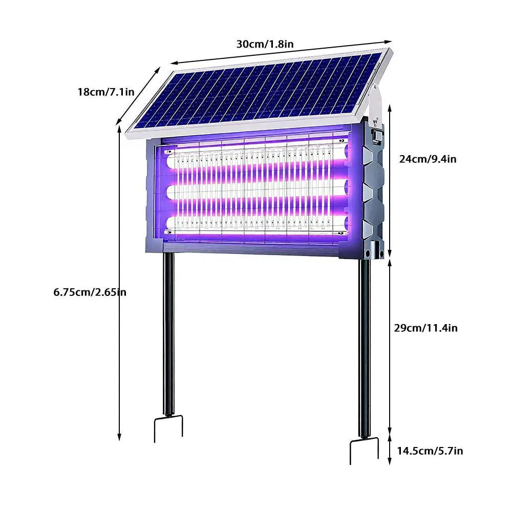 【Summervibes】Solar Mosquito Killer Lamp Outdoor – 20W High-Power Waterproof Insect Zapper with 3 Tubes, Dual Charging, 6000Mah Battery for Garden, Yard, Farm, Patio Outdoorfun