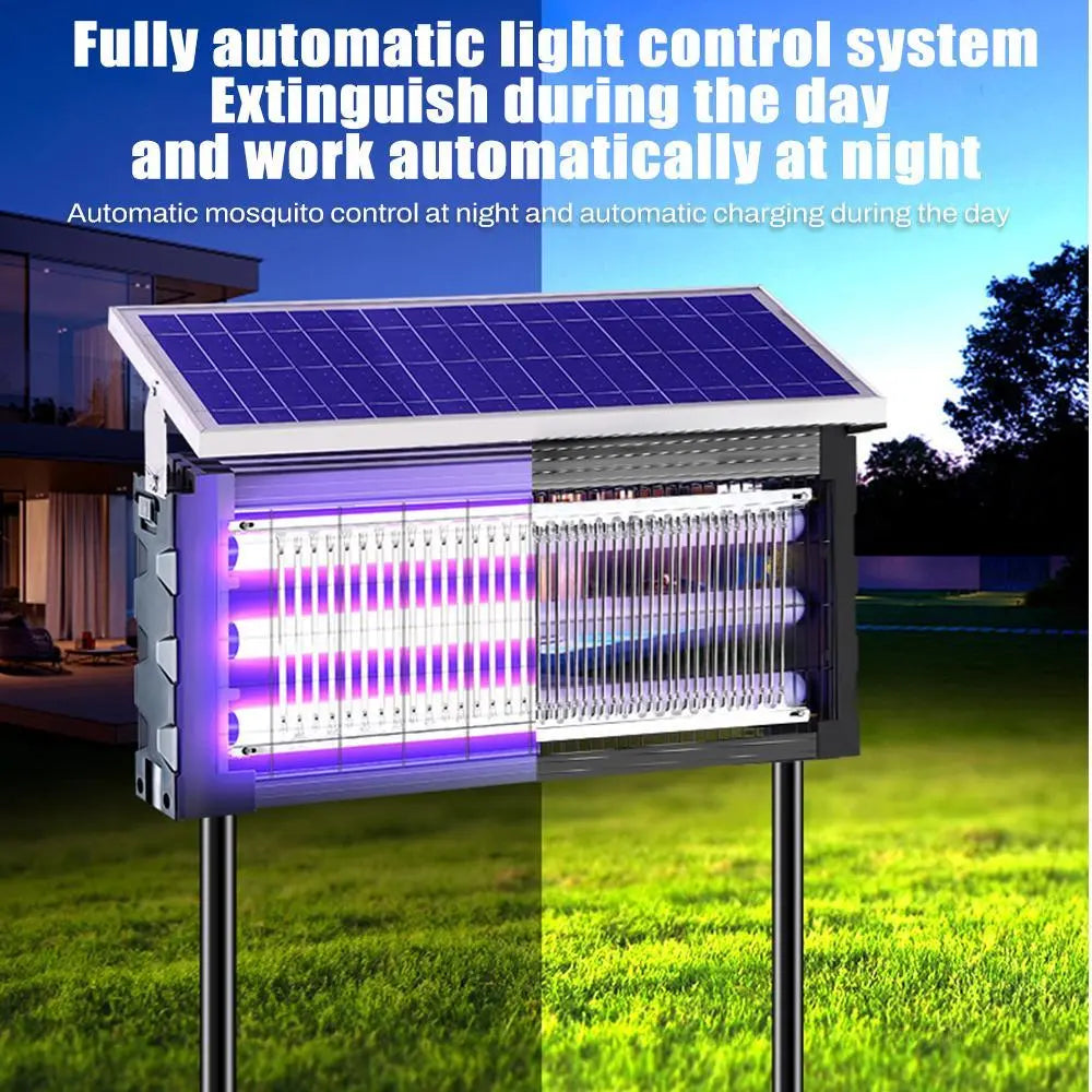 【Summervibes】Solar Mosquito Killer Lamp Outdoor – 20W High-Power Waterproof Insect Zapper with 3 Tubes, Dual Charging, 6000Mah Battery for Garden, Yard, Farm, Patio Outdoorfun