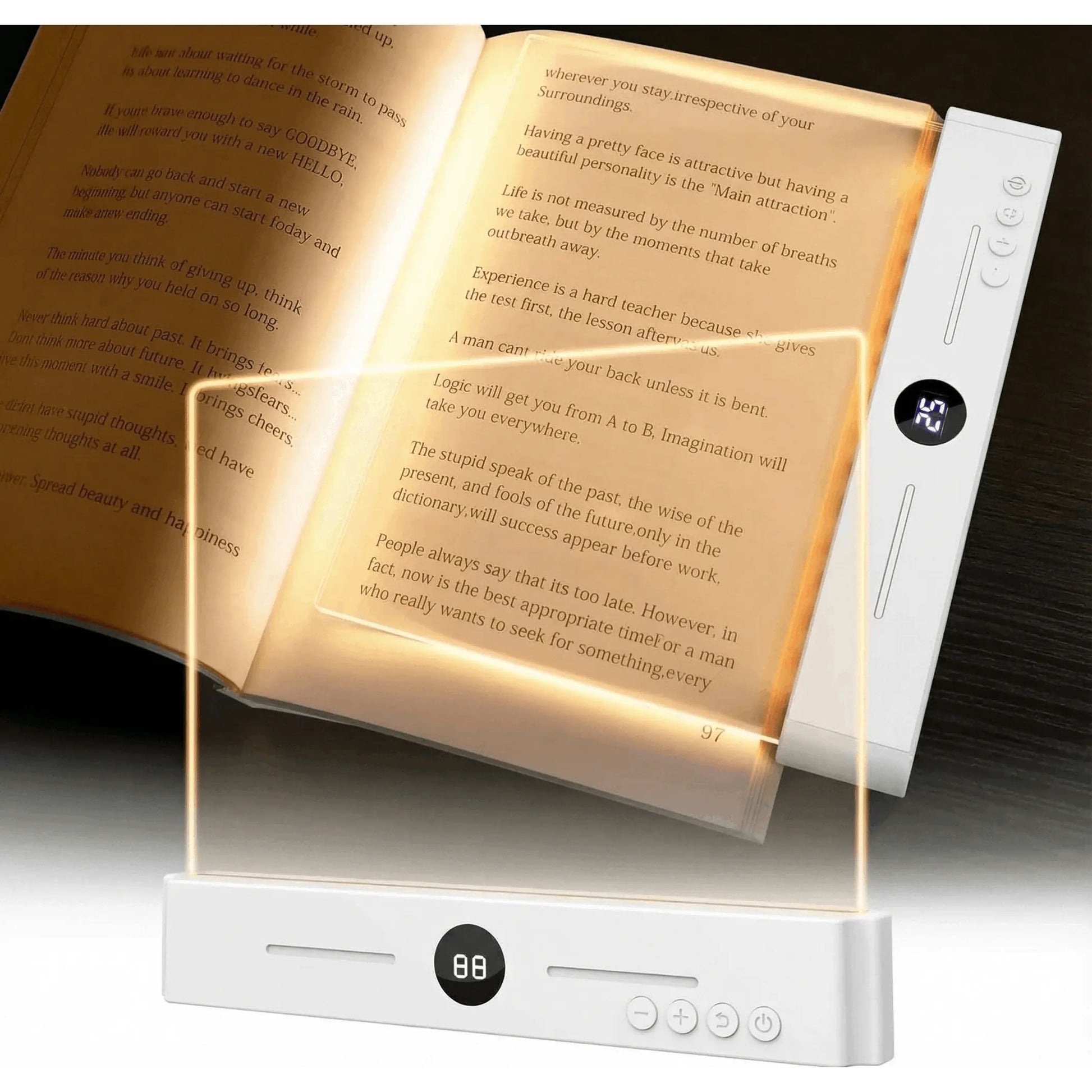 Smart LED Reading Light, Book Lamp Box, Rechargeable Transparent LED Flat Reading Light, with Timer, Doodle Desktop Study Light, the Dream Light for Quiet Readers.