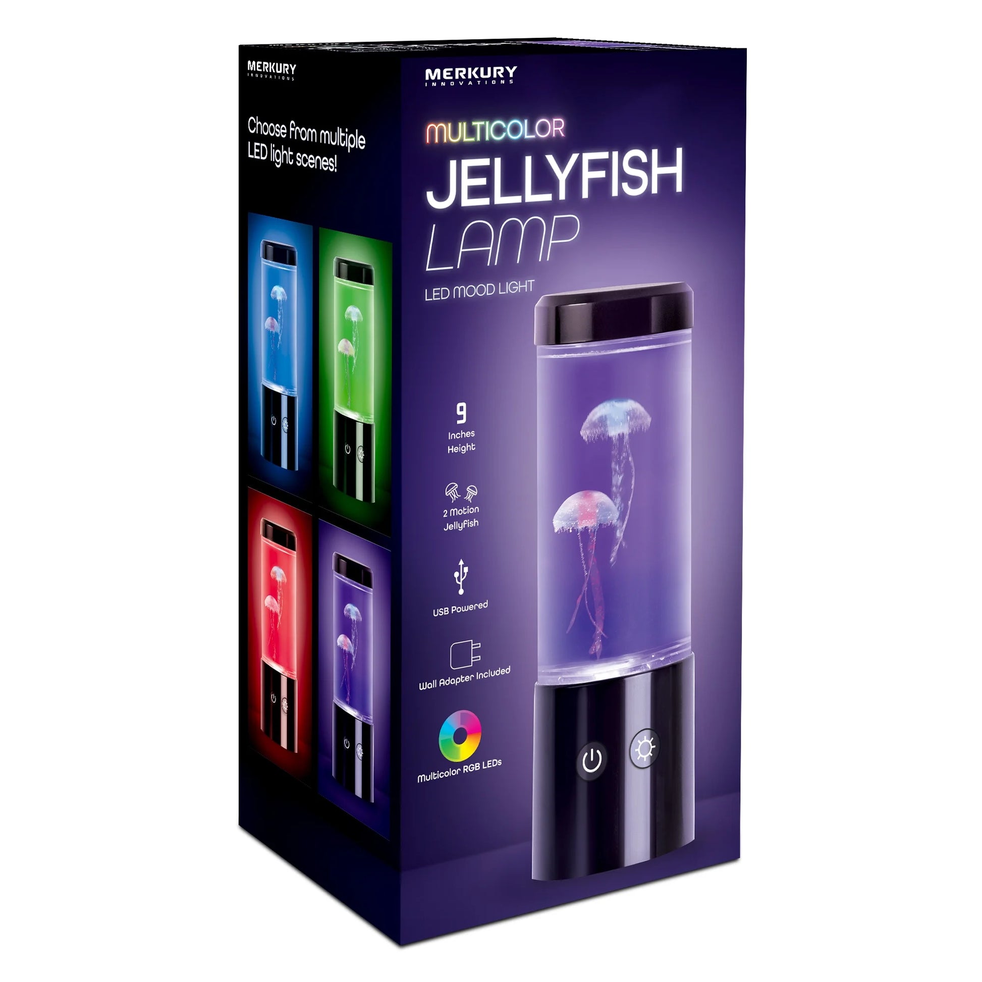 Jellyfish Motion Night Light Lamp with Multicolor LEDs - USB Powered, 9-Inch with Easy Mode Switching