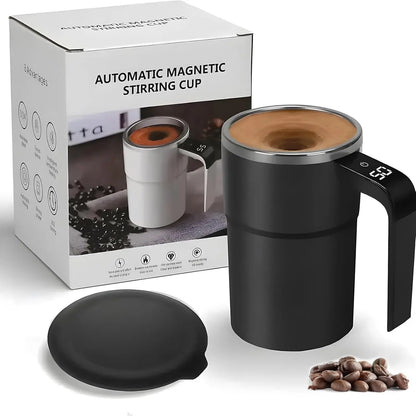 Electric Self-Stirring Coffee Mug Magnetic Stirring Cup Rechargeable Automatic Mixing Cup W/Lcd Thermometer for Milk/Cocoa at Office/Kitchen/Travel