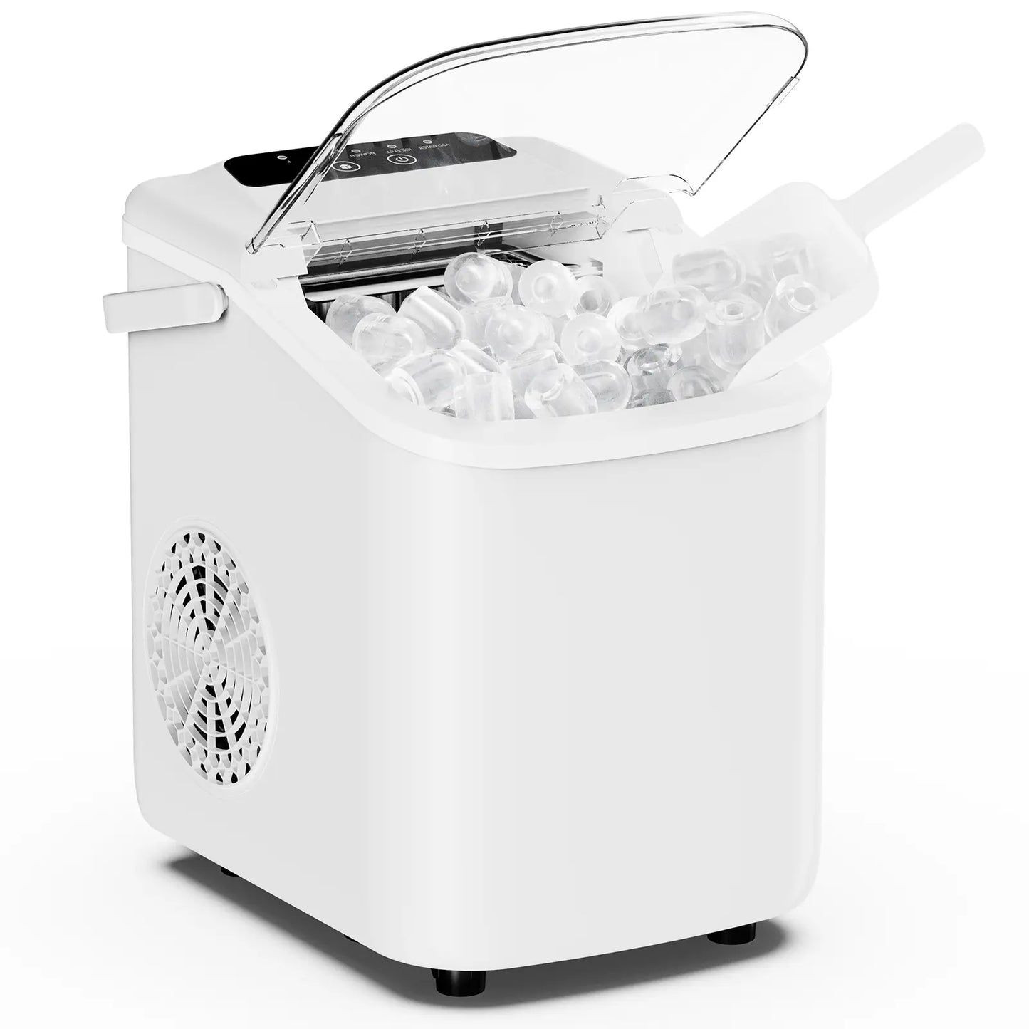 Ice Makers Countertop with Handle, Portable Ice Machine, 9 Bullet Ice Cubes in 6 Mins, 26Lbs in 24Hrs, Auto-Cleaning, with Basket and Scoop, for Home, Kitchen, RV, Camping