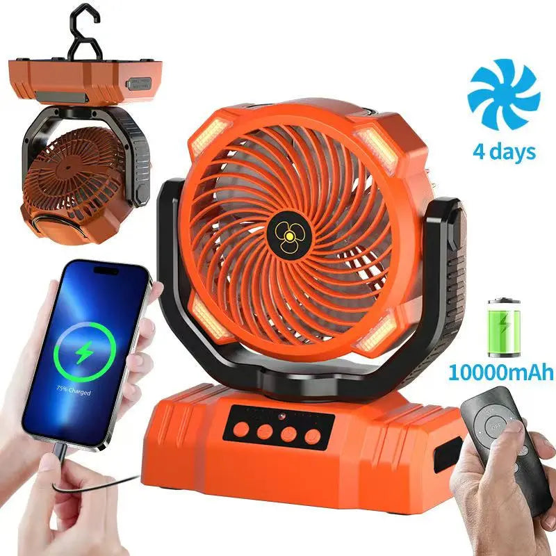 40000Mah Portable Camping Fan Battery Powered, Rechargeable Camping Fan with Remote & LED Light, 4 Speed Strong Airflow & Light for Desk/Outdoor/Tent/Camping/Fishing Usb