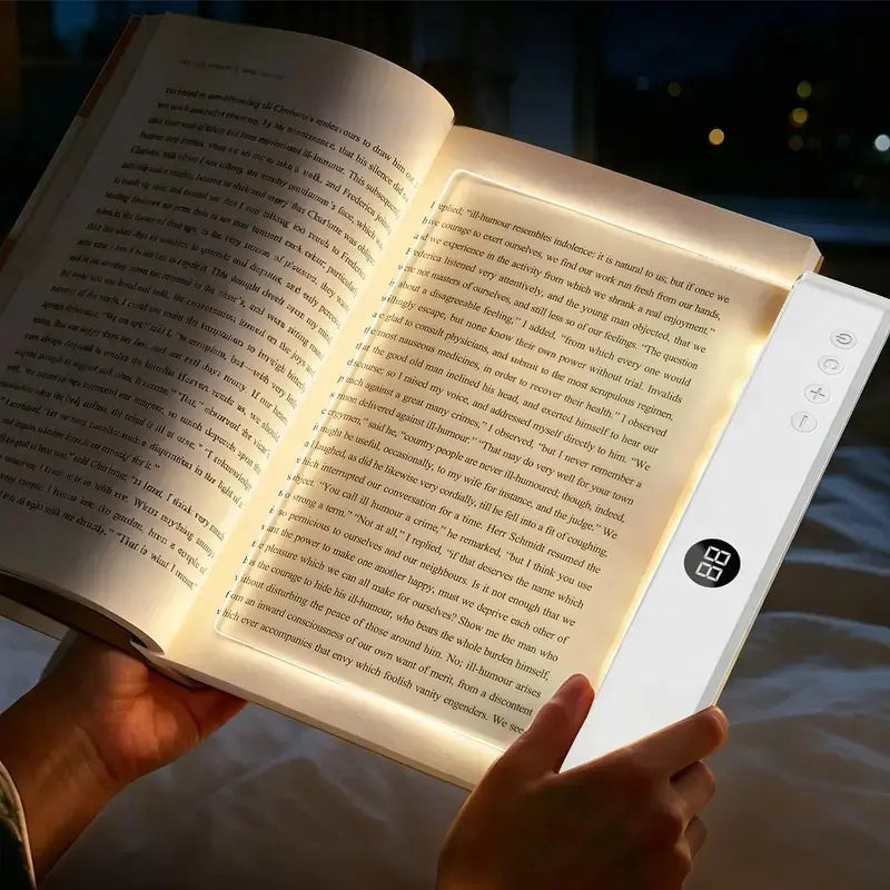 Smart LED Reading Light, Book Lamp Box, Rechargeable Transparent LED Flat Reading Light, with Timer, Doodle Desktop Study Light, the Dream Light for Quiet Readers.