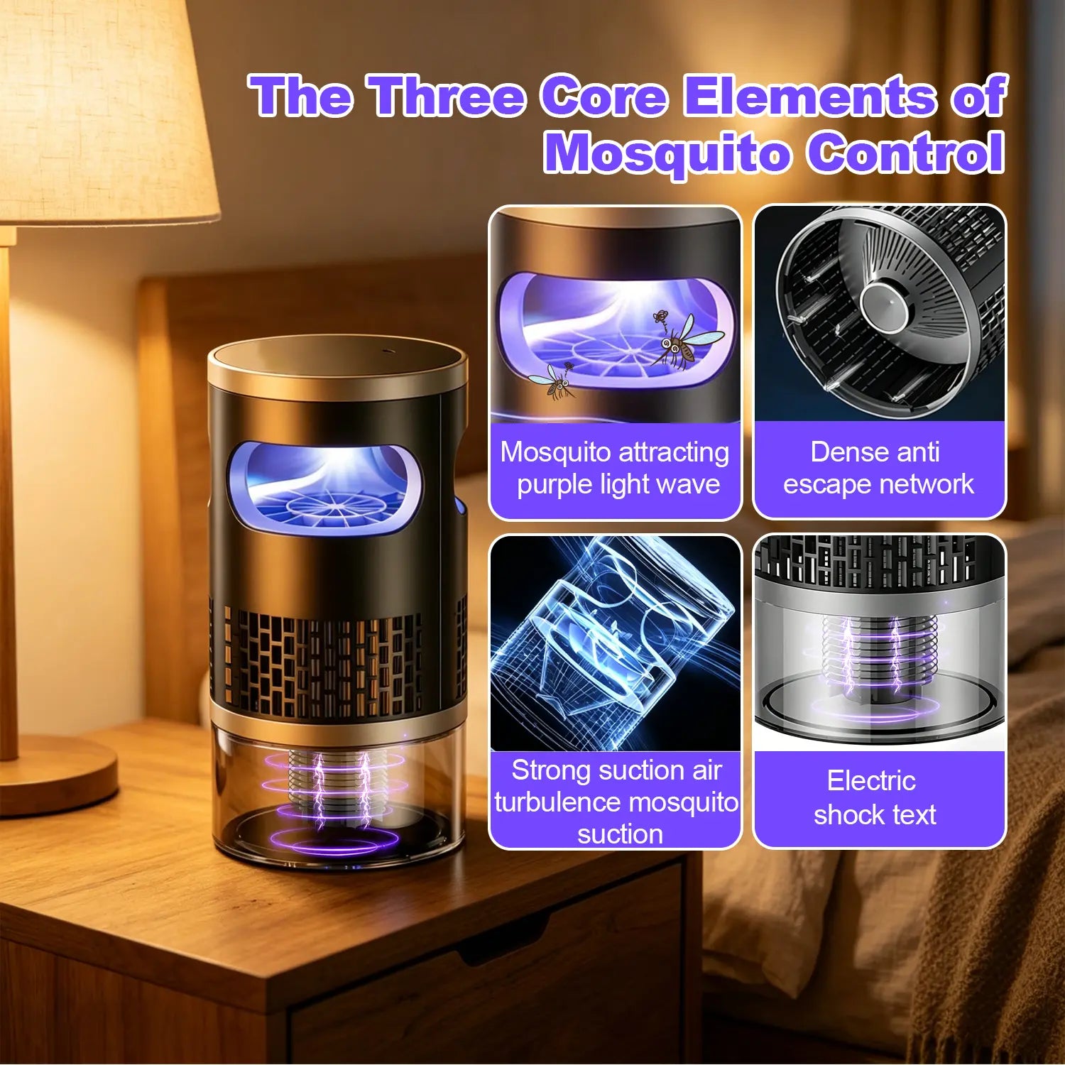 2026 Upgraded Indoor Plug-In Bug Zapper – UV Light & Suction Flying Insect Trap, Ultra-Quiet Design ，Electric Mosquito Killer, Fly Trap & Gnat Catcher for Bedroom, Kitchen, Indoor Plants & Home