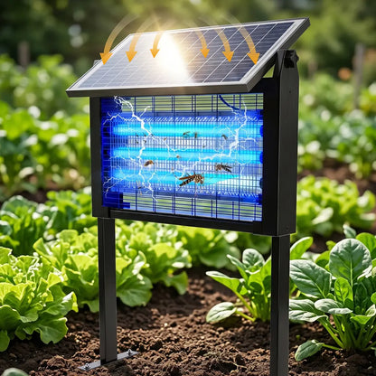 【Summervibes】Solar Mosquito Killer Lamp Outdoor – 20W High-Power Waterproof Insect Zapper with 3 Tubes, Dual Charging, 6000Mah Battery for Garden, Yard, Farm, Patio Outdoorfun