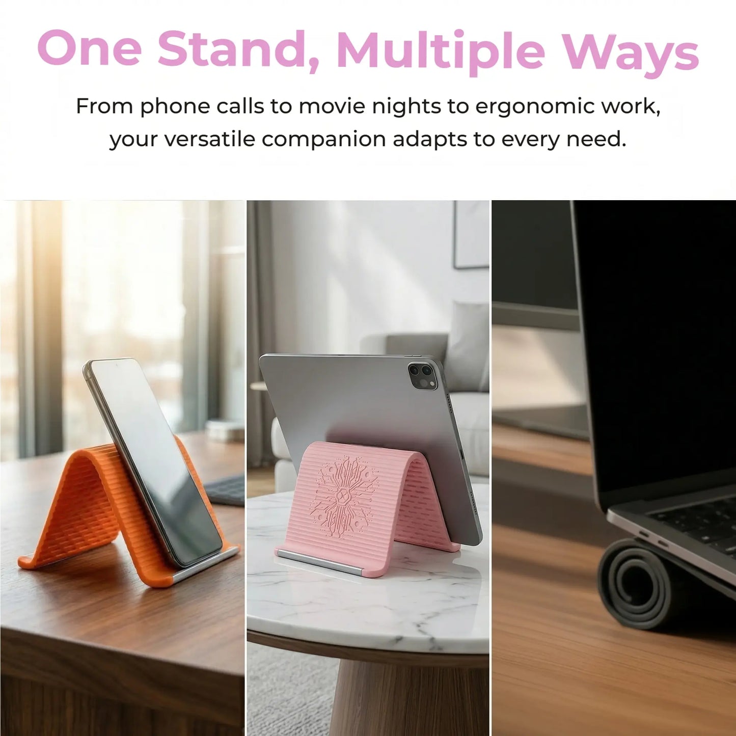 2026 New Flexible Silicone Phone Holder, Foldable Bendable Stand, Universal Multi-Device Mount for Phone, Tablet & Laptop, Portable Lightweight Hands-Free Bracket for Airplane Travel, Desk, Bed, Treadmill - YY