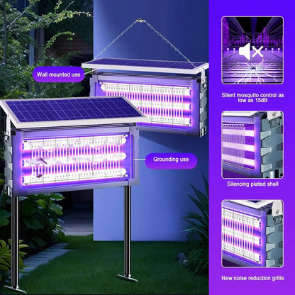【Summervibes】Solar Mosquito Killer Lamp Outdoor – 20W High-Power Waterproof Insect Zapper with 3 Tubes, Dual Charging, 6000Mah Battery for Garden, Yard, Farm, Patio Outdoorfun