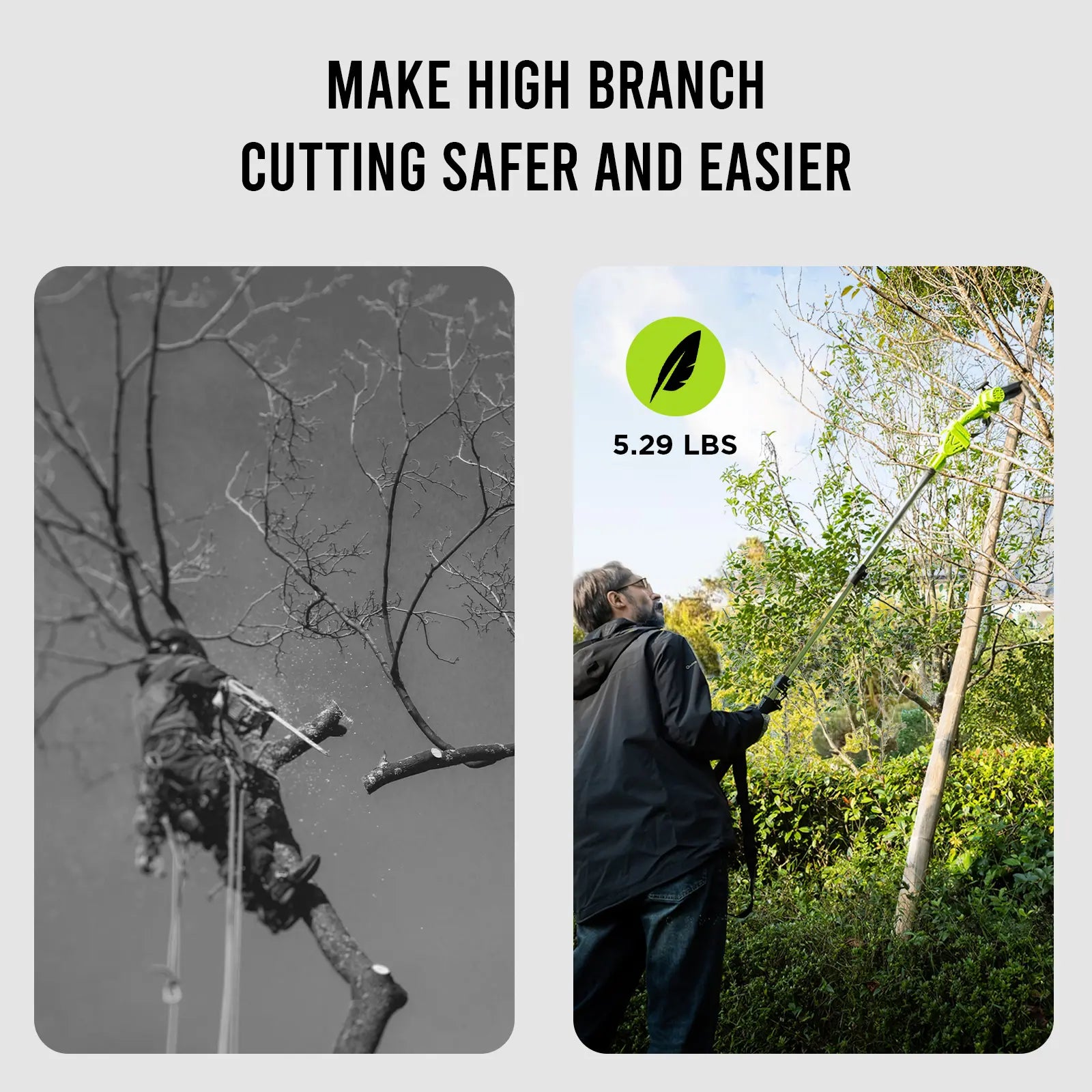 STEELITE 2-In-1 Electric Pole Saw & Chain Saw, Lightweight Cordless 6 Inch Brushless 21V with Battery & Extension Pole for Tree Trimming, Great Gift for Men Dad Husband