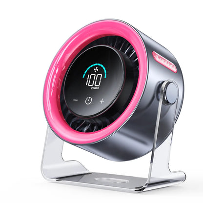 Coolhill Turbo Desktop Fan - Rechargeable, Low Noise, 100-Speed Digital Display with Dual Adjustment Modes for Office and Travel Use