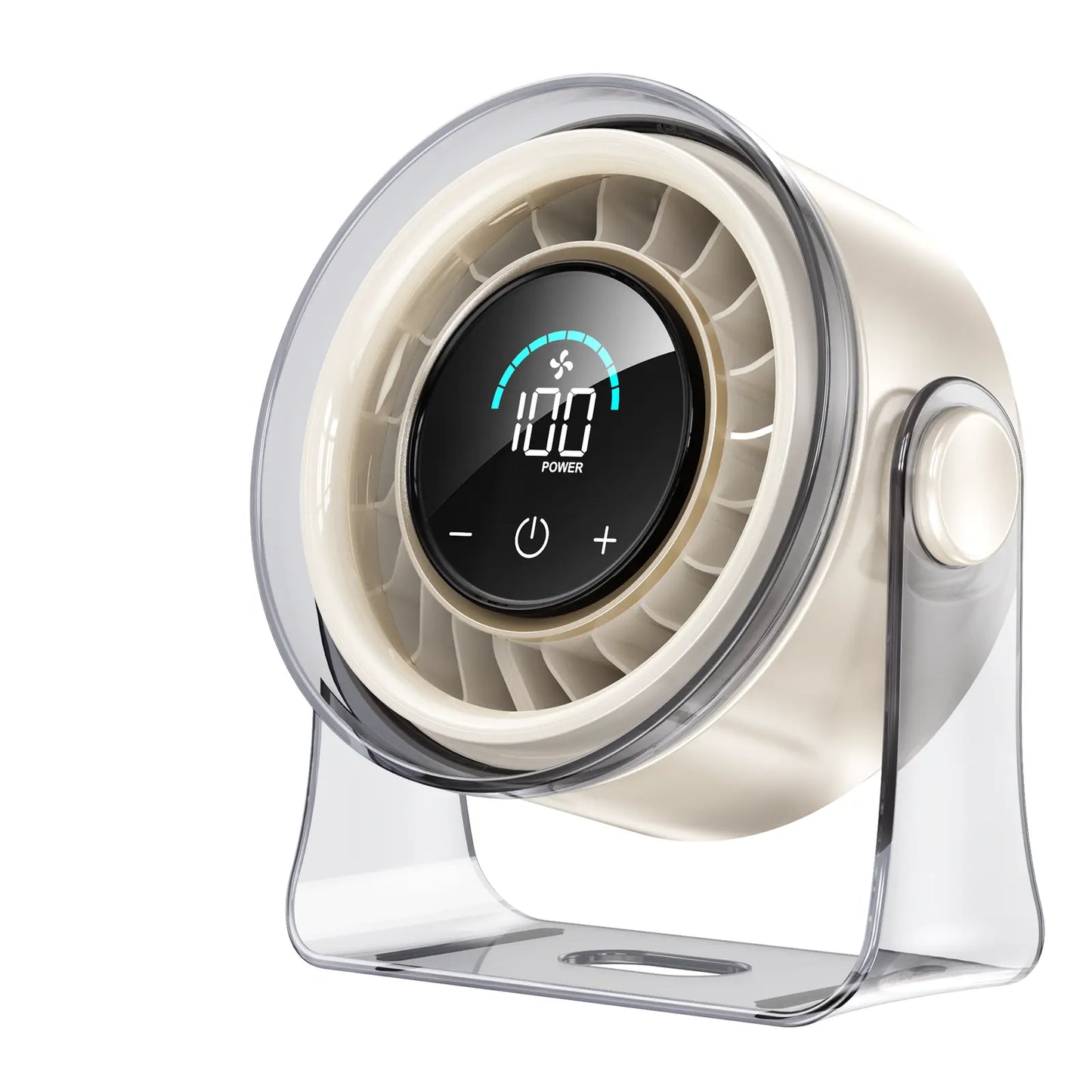 Coolhill Turbo Desktop Fan - Rechargeable, Low Noise, 100-Speed Digital Display with Dual Adjustment Modes for Office and Travel Use