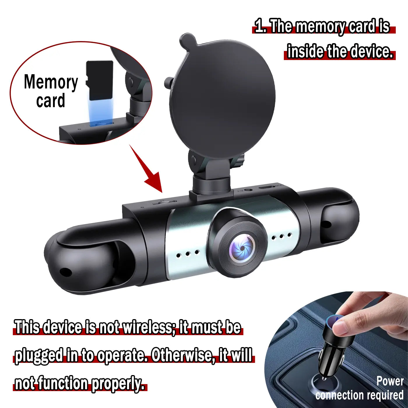 BCUOZ 4-Channel Dash Cam,(Not Wireless) 1080P Full HD Front+720P Rear Left Right Coverage, Requires Charging to Use,Super Night Vision, G-Sensor, with Free 64GB Memory Card, Car Dashboard Camera / Safe Driving Black Box,24H Parking Mode#Summervibes Outd