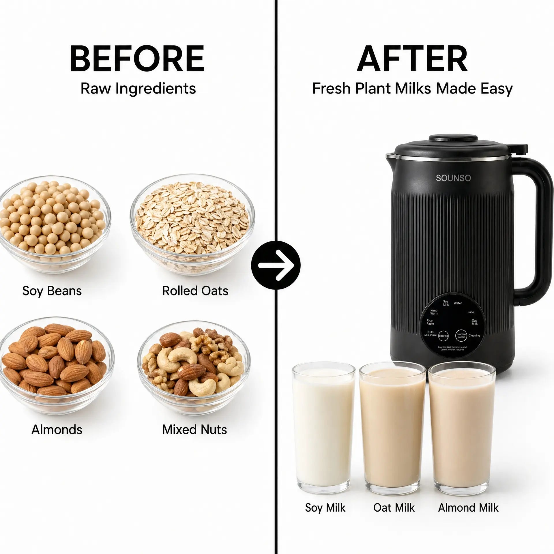 8-In-1 Plant Milk Maker, 40Oz Large Capacity Nut Milk Maker for Homemade Soy Milk, Oat Milk, Almond Milk, Smoothies, Baby Food, Keep Warm and Self-Cleaning, Bpa-Free for Everyday Family Kitchen Use