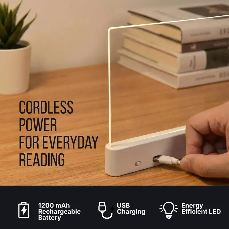 Smart LED Reading Light, Book Lamp Box, Rechargeable Transparent LED Flat Reading Light, with Timer, Doodle Desktop Study Light, the Dream Light for Quiet Readers.