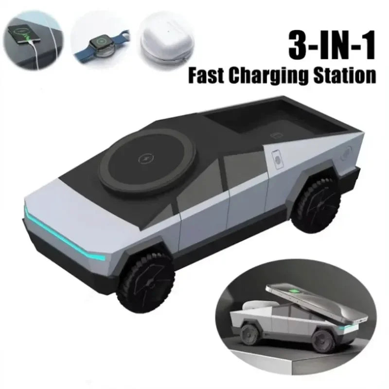 3-in-1 Magnetic Fast Wireless Charger and Phone Stand for iPhone 17/16/15 Pro Max, Apple Watch, and AirPods Pro