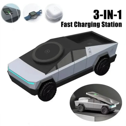 3-in-1 Magnetic Fast Wireless Charger and Phone Stand for iPhone 17/16/15 Pro Max, Apple Watch, and AirPods Pro