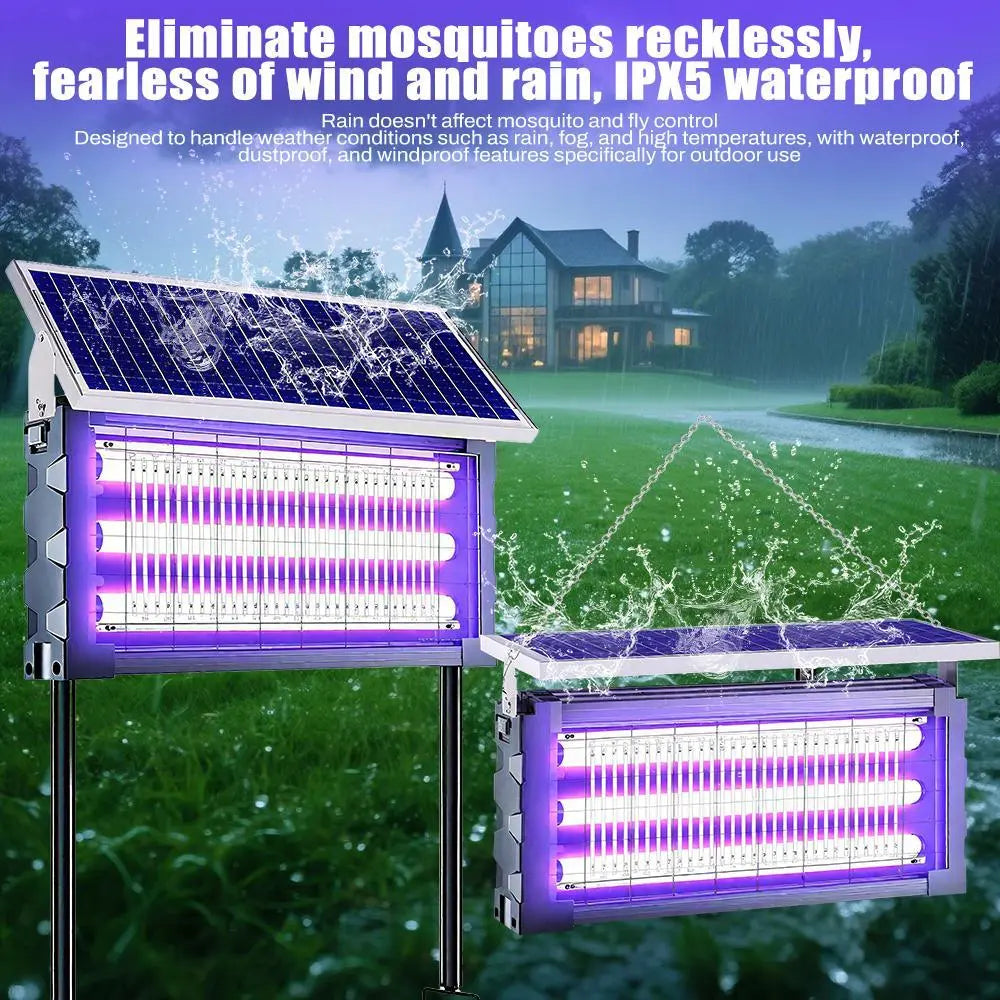 【Summervibes】Solar Mosquito Killer Lamp Outdoor – 20W High-Power Waterproof Insect Zapper with 3 Tubes, Dual Charging, 6000Mah Battery for Garden, Yard, Farm, Patio Outdoorfun