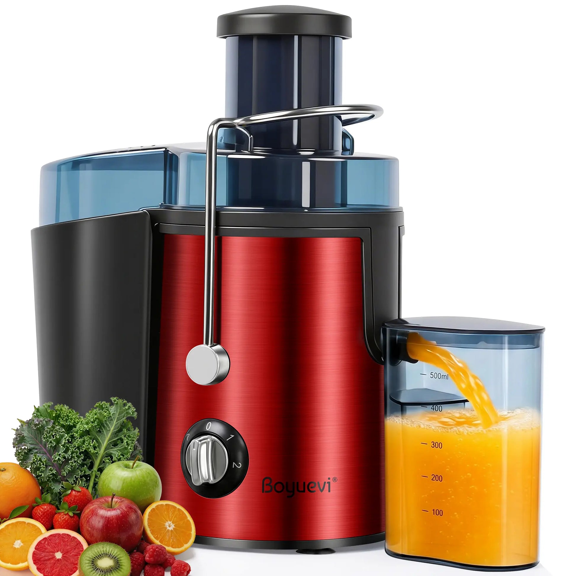 Boyuevi-3" Feed Chute for Whole Fruits and Veg ,800W Home Use Multi-Function Electric Juicer with , Centrifugal Juicer with 30 Oz. Juice Jug, Easy to Clean,Bpa-Free Blender Outdoorfun