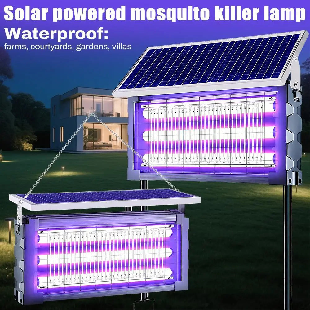 【Summervibes】Solar Mosquito Killer Lamp Outdoor – 20W High-Power Waterproof Insect Zapper with 3 Tubes, Dual Charging, 6000Mah Battery for Garden, Yard, Farm, Patio Outdoorfun